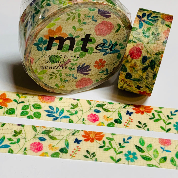 WATERCOLOR FLOWERS MT Autumn Floral Washi Tape - 1 Roll  - 15mm x 10m (33 Feet)