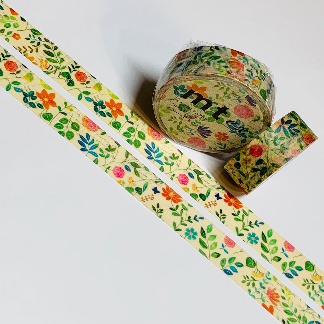 WATERCOLOR FLOWERS MT Autumn Floral Washi Tape - 1 Roll  - 15mm x 10m (33 Feet)