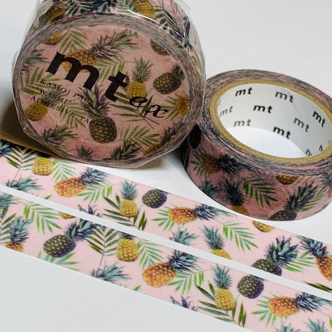 PINEAPPLE & PALM LEAVES Mt Washi Tape ~ 1 Roll ~ 15mm x 7m (23 Feet)