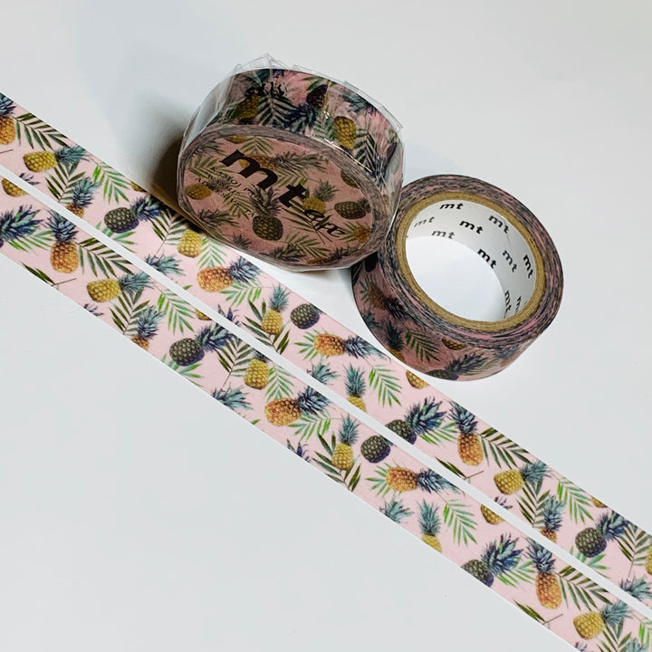 PINEAPPLE & PALM LEAVES Mt Washi Tape ~ 1 Roll ~ 15mm x 7m (23 Feet)