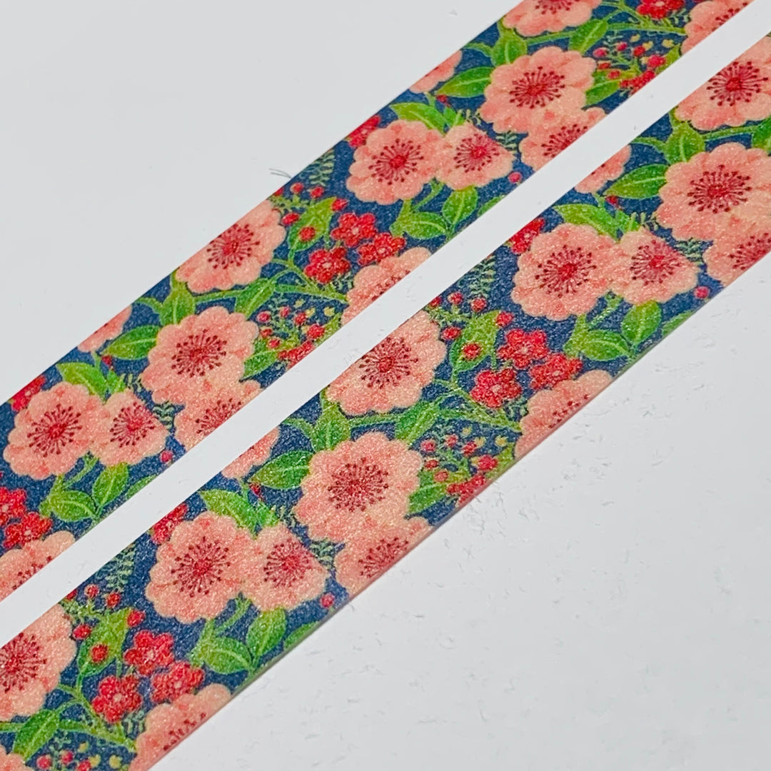 PINK And RED FLORAL Print Flowers Washi Tape ~ 1 Roll ~ 15mm x 10m (33 Feet)