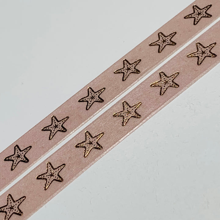 STARFISH SEA SHELLS Rose Gold Foil Washi Tape ~ 1 Roll ~ 10mm x 10m (33 Feet)