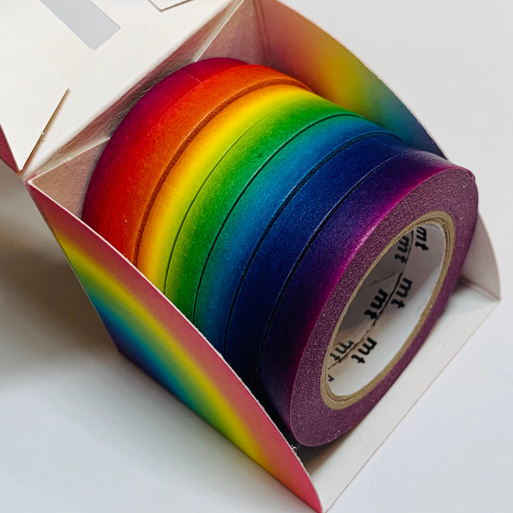 THIN RAINBOW ROYGBIV Complete Set Mt Washi Tape ~ 7 Rolls ~ 6mm x 7m (23 Feet Each Roll)