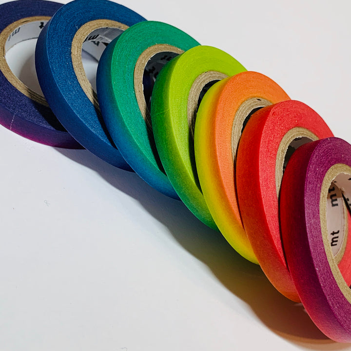 THIN RAINBOW ROYGBIV Complete Set Mt Washi Tape ~ 7 Rolls ~ 6mm x 7m (23 Feet Each Roll)