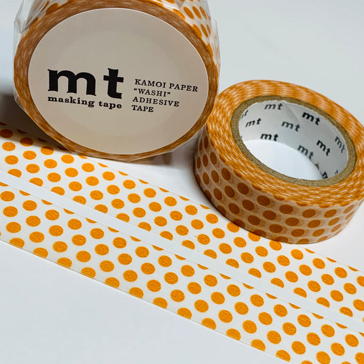 MANDARIN ORANGE POLKA DOTS Mt Washi Tape ~ 1 Roll ~ 15mm x 10m (33 Feet)