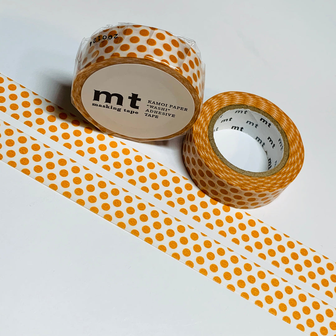 MANDARIN ORANGE POLKA DOTS Mt Washi Tape ~ 1 Roll ~ 15mm x 10m (33 Feet)