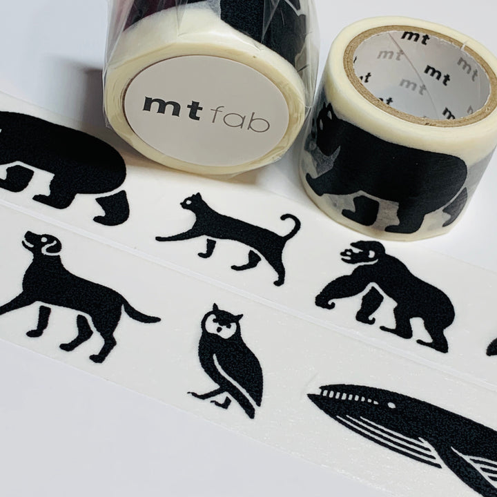 SILHOUETTE BLACK & WHITE Animal Screen Print Mt Washi Tape ~ 1 Roll ~ 26mm x 3m (10 Feet)