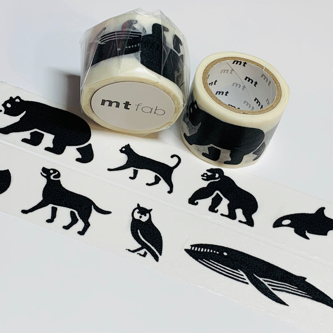 SILHOUETTE BLACK & WHITE Animal Screen Print Mt Washi Tape ~ 1 Roll ~ 26mm x 3m (10 Feet)