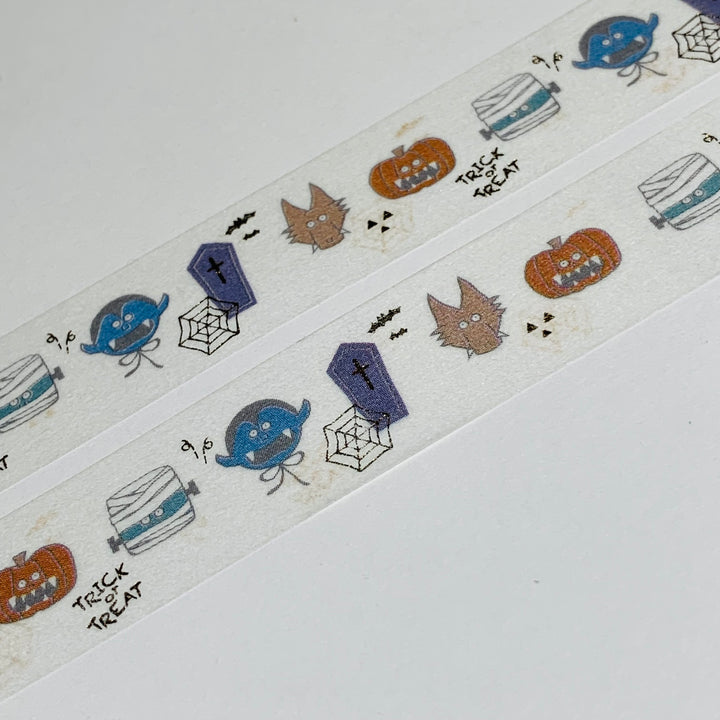 MONSTERS TRICK-OR-TREATING Halloween Gold Foil Saien Washi Tape ~ 1 Roll ~ 15mm x 7m (23 Feet)