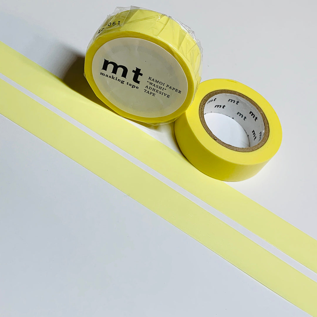 PASTEL LEMON YELLOW Solid Matte Mt Washi Tape ~ 1 Roll ~ 15mm x 10m (33 Feet)