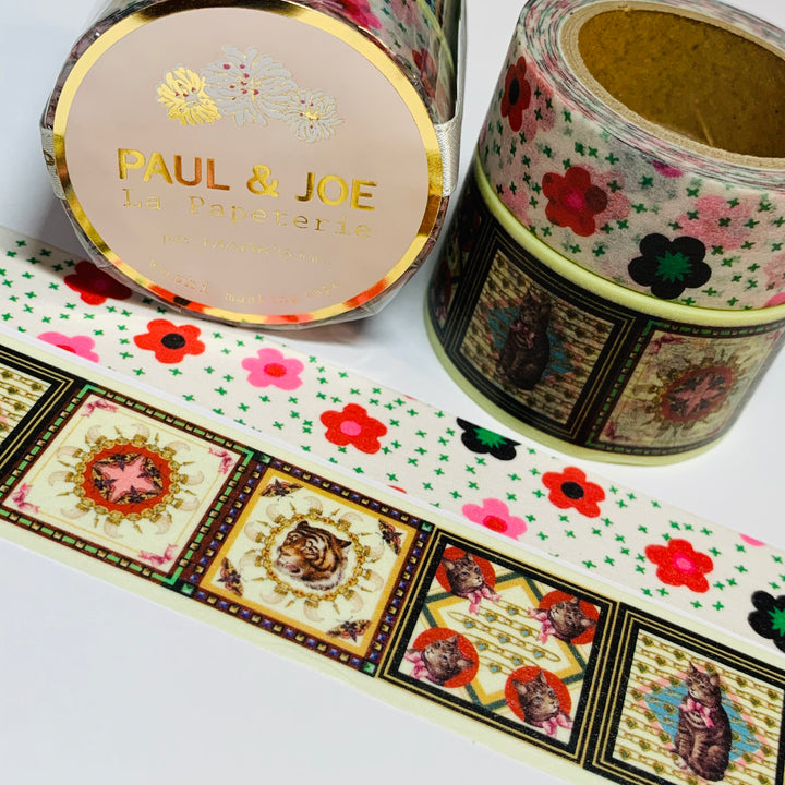 PAUL & JOE PUZZLE Patchwork And Daisy In The Field Designer Washi Tape Set ~ 2 Rolls ~ 25mm | 15mm x 7m (23 Feet Each Roll)