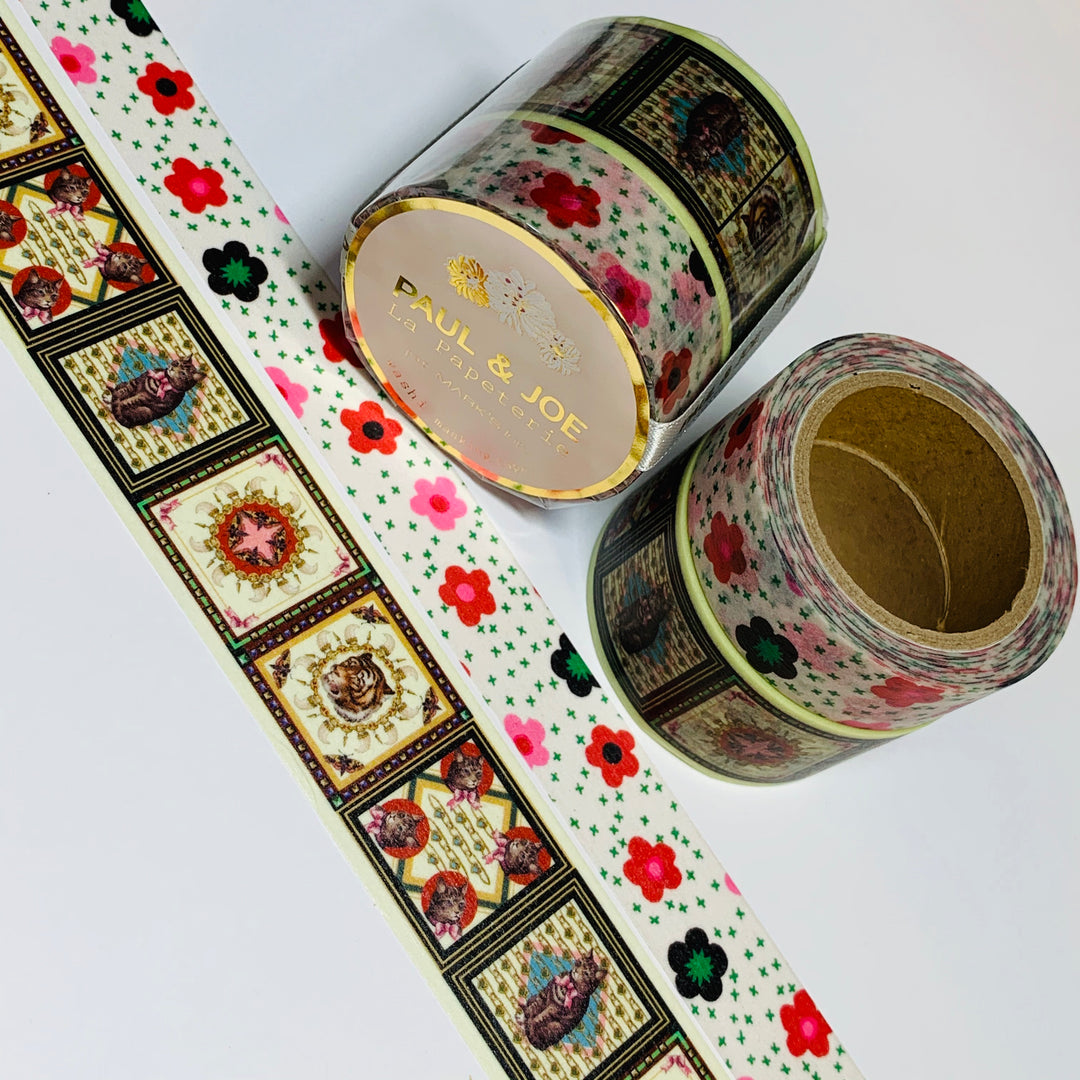 PAUL & JOE PUZZLE Patchwork And Daisy In The Field Designer Washi Tape Set ~ 2 Rolls ~ 25mm | 15mm x 7m (23 Feet Each Roll)