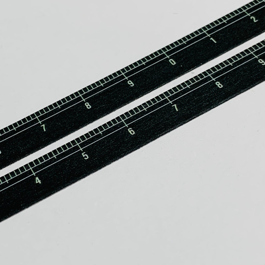 THIN BLACK RULER MEASURING TAPE Mt Washi Tape - 1 Roll - 10mm x 7m (23 Feet)