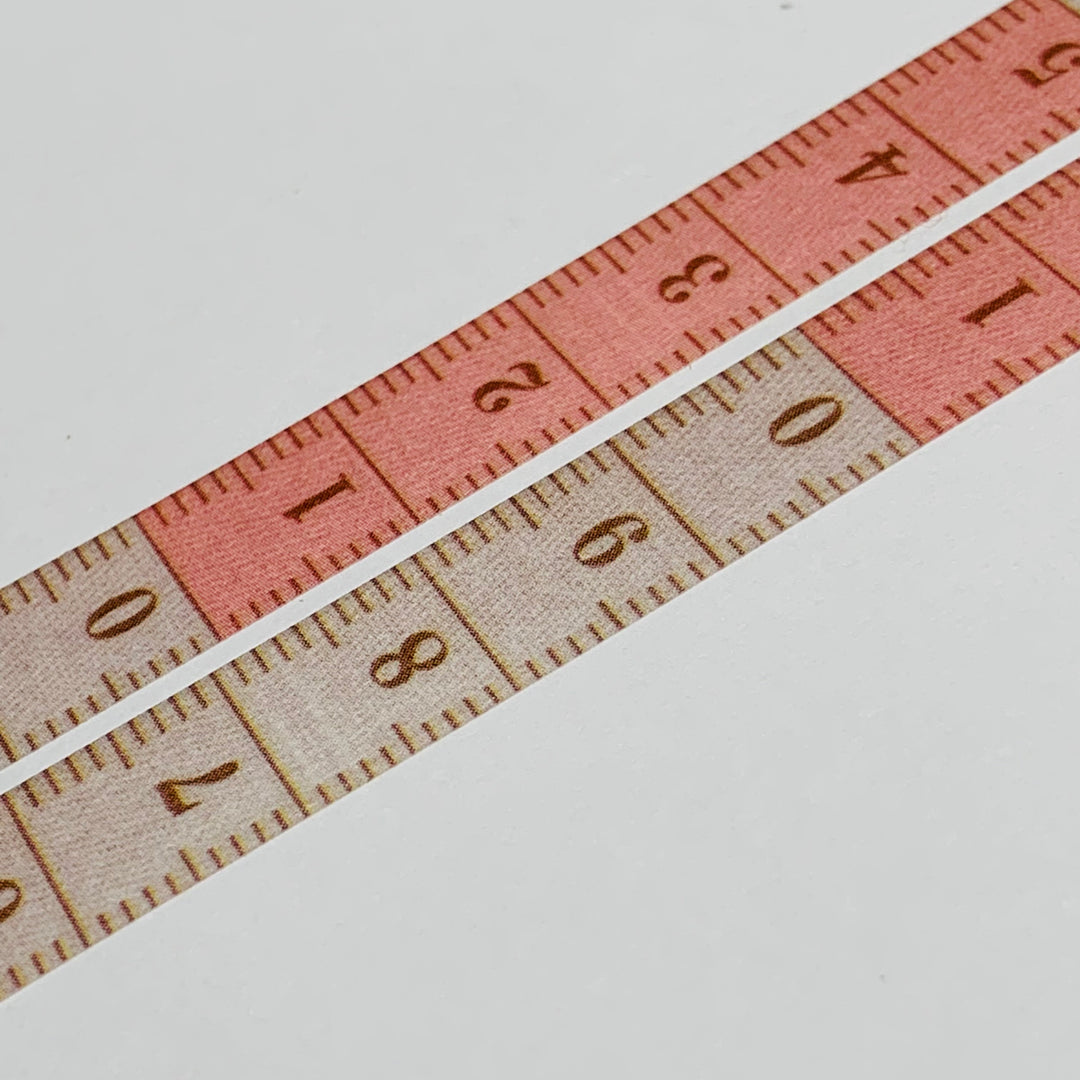 THIN RED & KRAFT RULER MEASURING TAPE Mt Washi Tape - 1 Roll - 10mm x 7m (23 Feet)