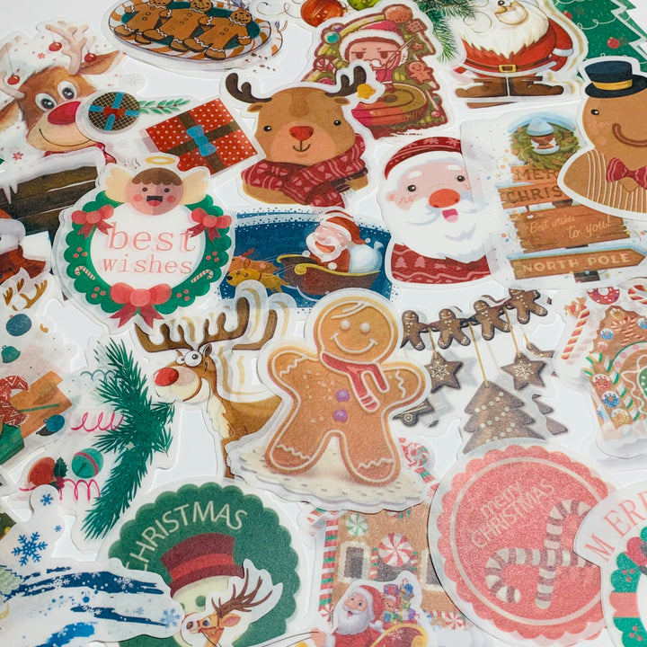 GINGERBREAD COOKIES CHRISTMAS Ephemera Stickers Pack ~ 60 Pieces ~ 90mm - 185mm