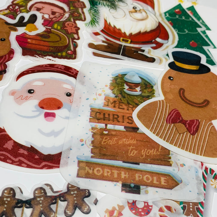 GINGERBREAD COOKIES CHRISTMAS Ephemera Stickers Pack ~ 60 Pieces ~ 90mm - 185mm