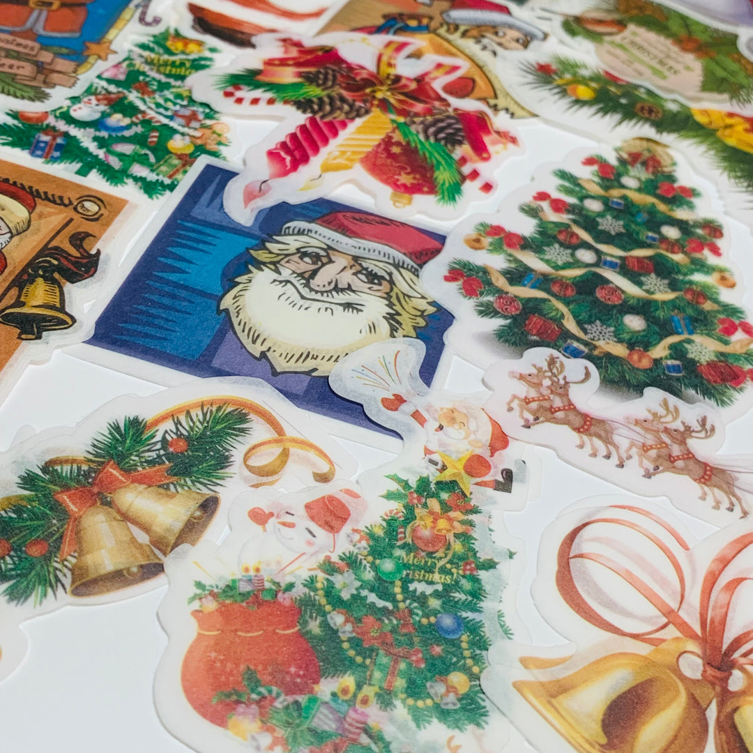 SANTA'S MERRY CHRISTMAS Ephemera Stickers Pack ~ 60 Pieces ~ 90mm - 185mm