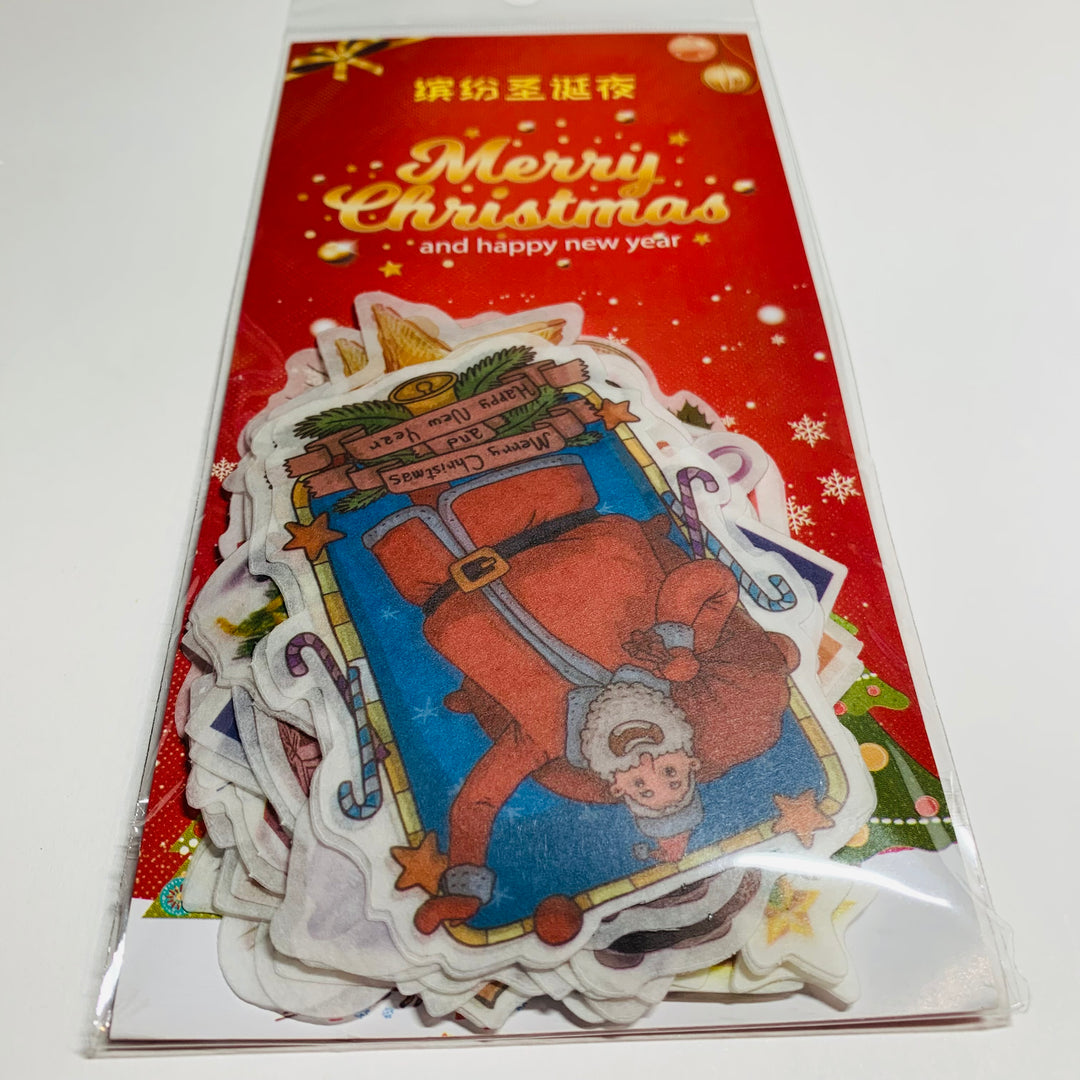 SANTA'S MERRY CHRISTMAS Ephemera Stickers Pack ~ 60 Pieces ~ 90mm - 185mm