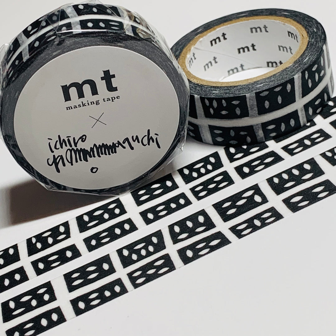 BLACK & WHITE ABSTRACT LEAVES By Ichiro Yamaguchi For MT Washi Tape - 1 Roll