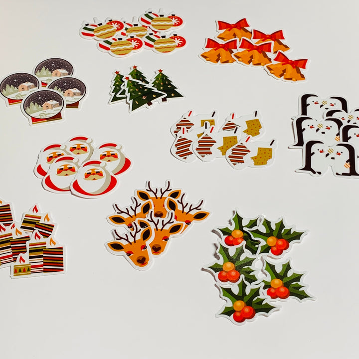 SNOW GLOBES & TREES PETITE Christmas Transparent Peelable Stickers  ~ 50 Pieces ~ Each Sticker is Approximately 30mm