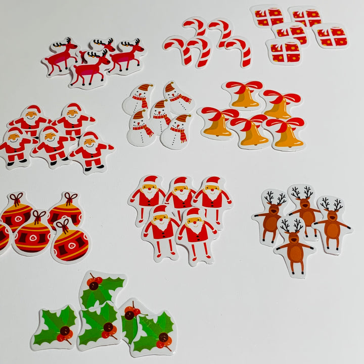 COMICAL REINDEER PETITE Christmas Transparent Peelable Stickers  ~ 50 Pieces ~ Each Sticker is Approximately 30mm