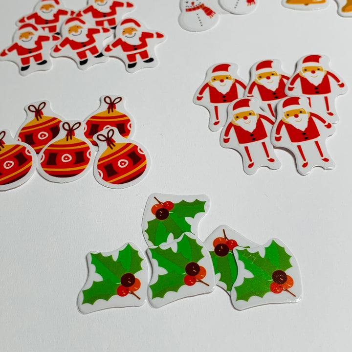 COMICAL REINDEER PETITE Christmas Transparent Peelable Stickers  ~ 50 Pieces ~ Each Sticker is Approximately 30mm