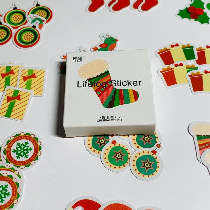 RAINBOW STOCKINGS PETITE Christmas Transparent Peelable Stickers  ~ 50 Pieces ~ Each Sticker is Approximately 30mm