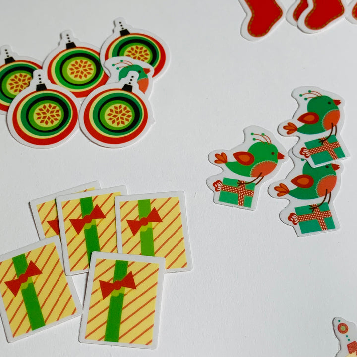 RAINBOW STOCKINGS PETITE Christmas Transparent Peelable Stickers  ~ 50 Pieces ~ Each Sticker is Approximately 30mm