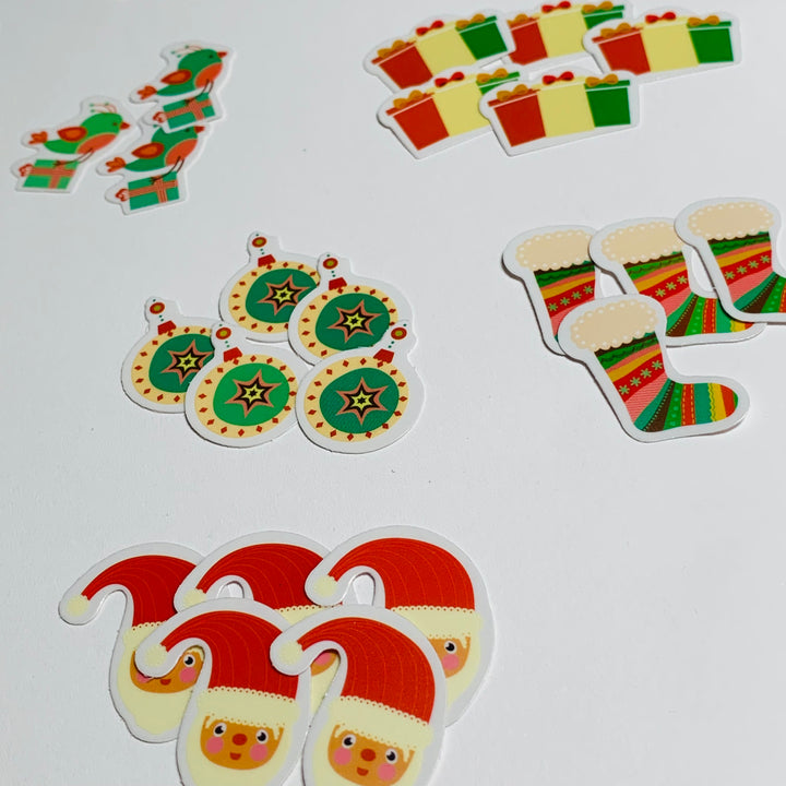 RAINBOW STOCKINGS PETITE Christmas Transparent Peelable Stickers  ~ 50 Pieces ~ Each Sticker is Approximately 30mm