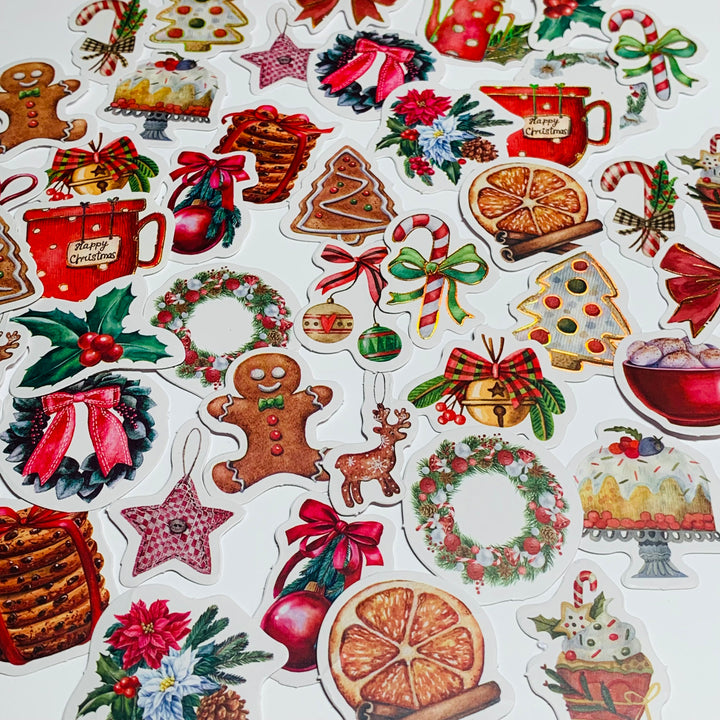 CHRISTMAS SWEETS & GOODIES Peelable Stickers  ~ 46 Pieces ~ Approximately 38mm