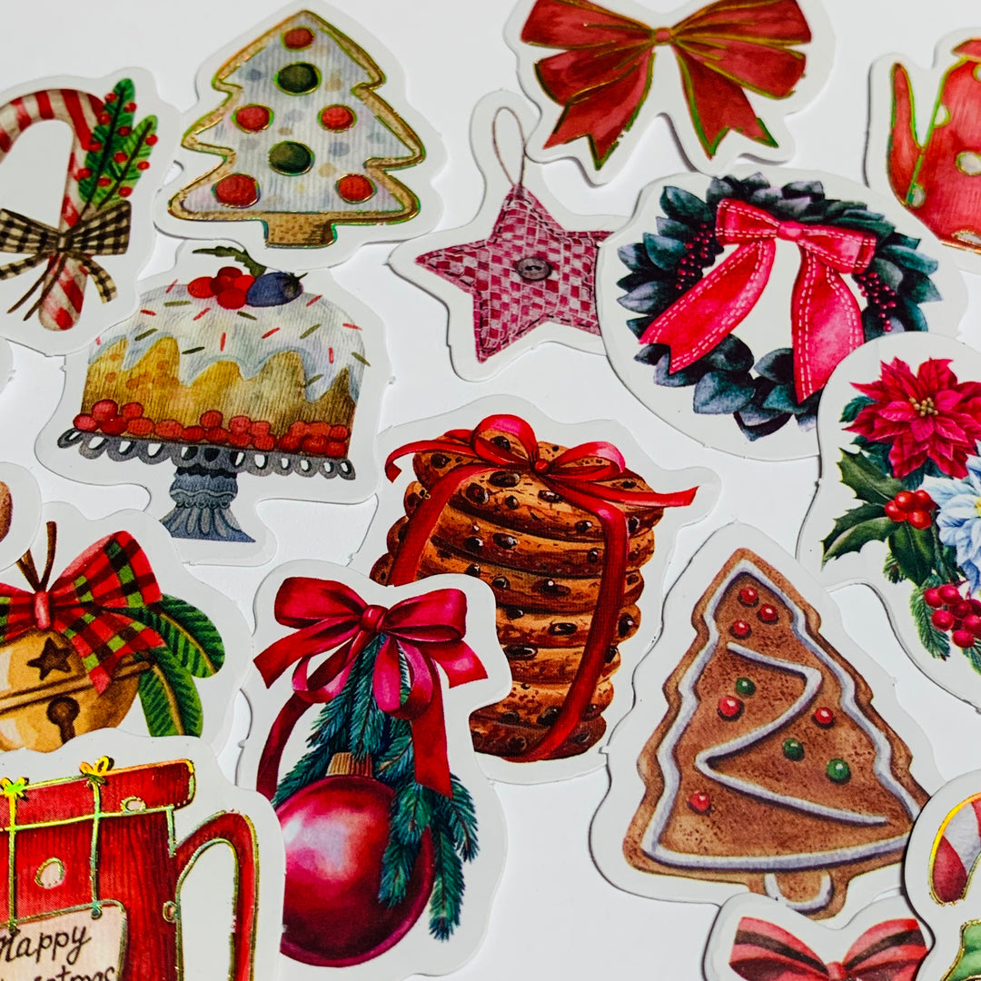 CHRISTMAS SWEETS & GOODIES Peelable Stickers  ~ 46 Pieces ~ Approximately 38mm