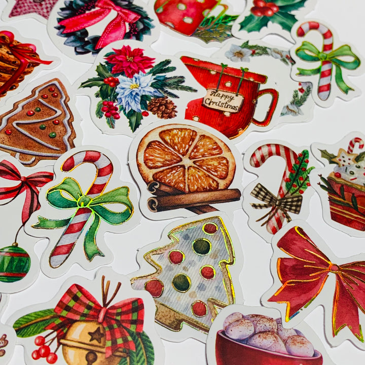 CHRISTMAS SWEETS & GOODIES Peelable Stickers  ~ 46 Pieces ~ Approximately 38mm