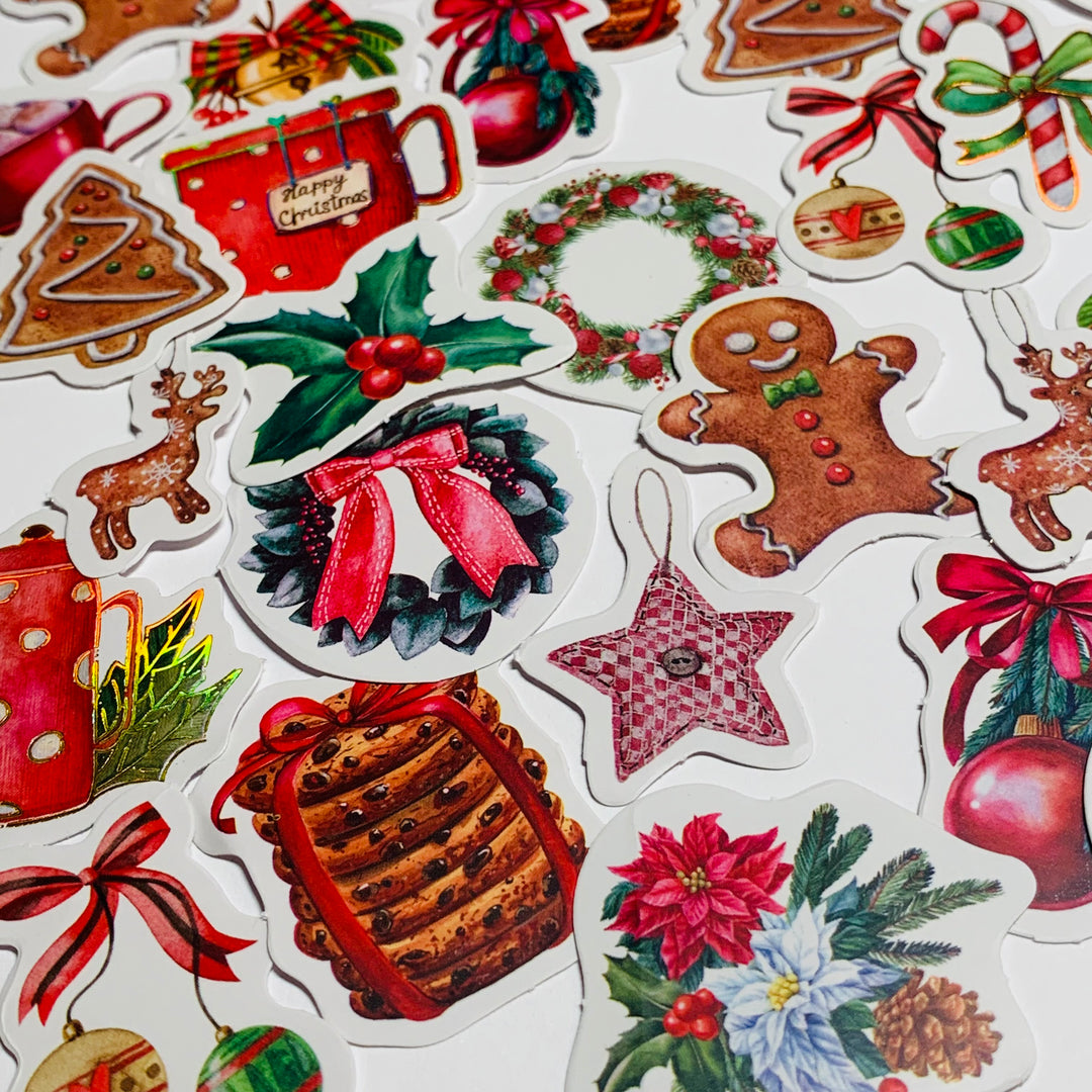 CHRISTMAS SWEETS & GOODIES Peelable Stickers  ~ 46 Pieces ~ Approximately 38mm