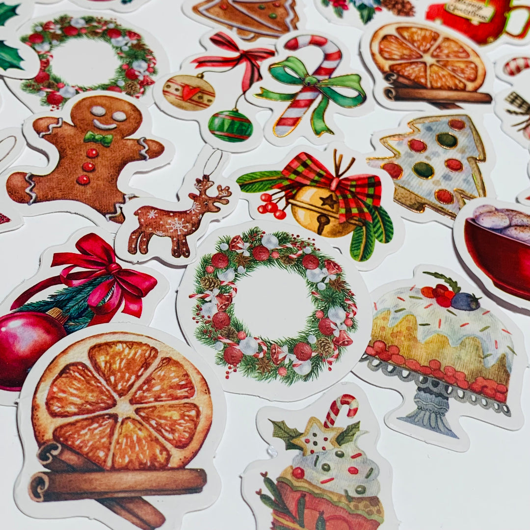 CHRISTMAS SWEETS & GOODIES Peelable Stickers  ~ 46 Pieces ~ Approximately 38mm