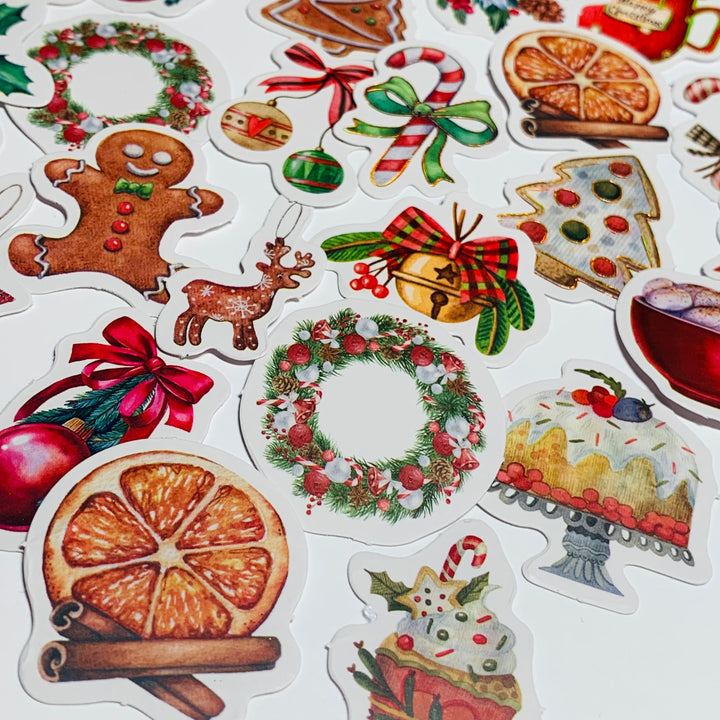 CHRISTMAS SWEETS & GOODIES Peelable Stickers  ~ 46 Pieces ~ Approximately 38mm