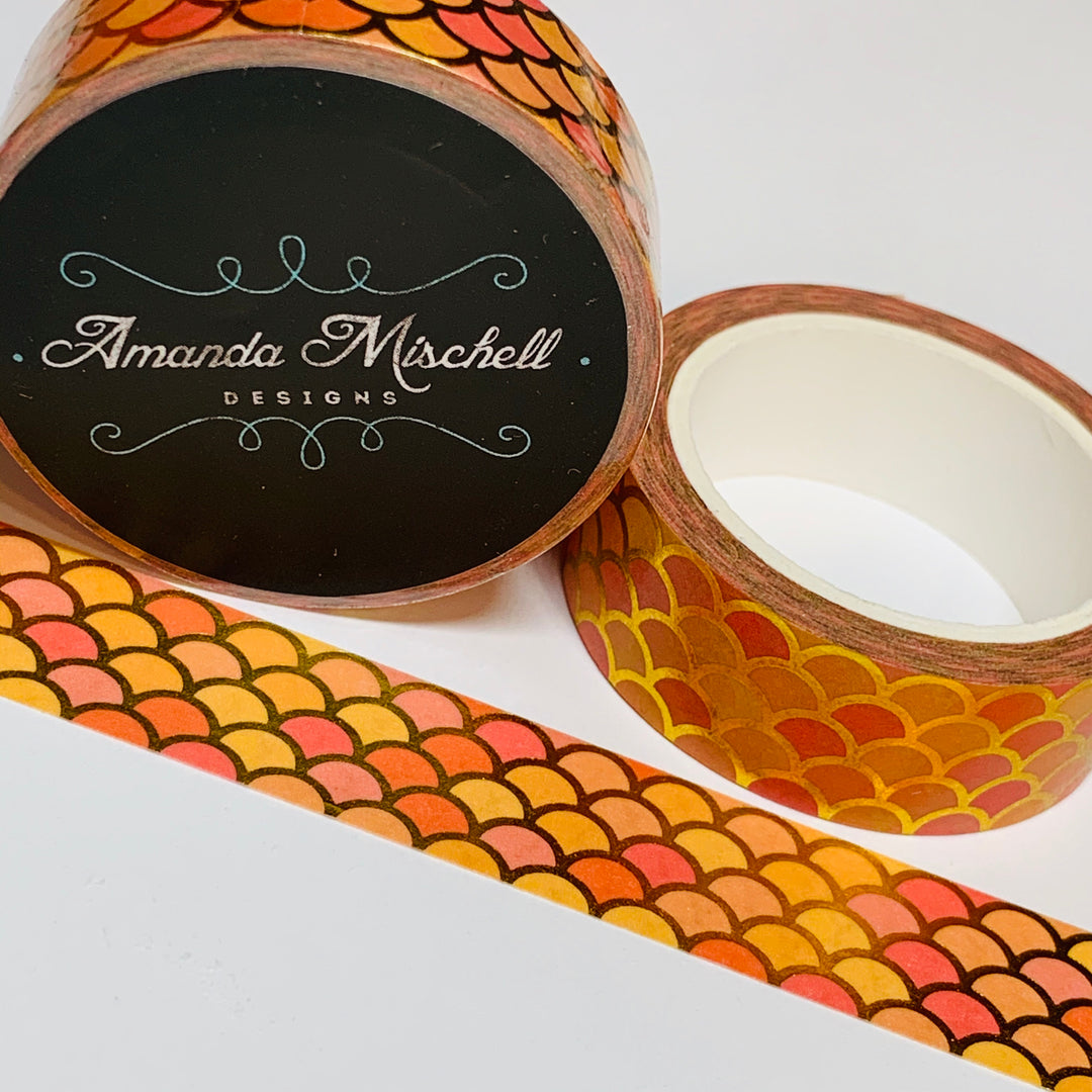 SUMMER SUNSHINE MERMAID Tail Gold Foil Washi Tape ~ 1 Roll ~ 15mm x 10m (33 Feet)
