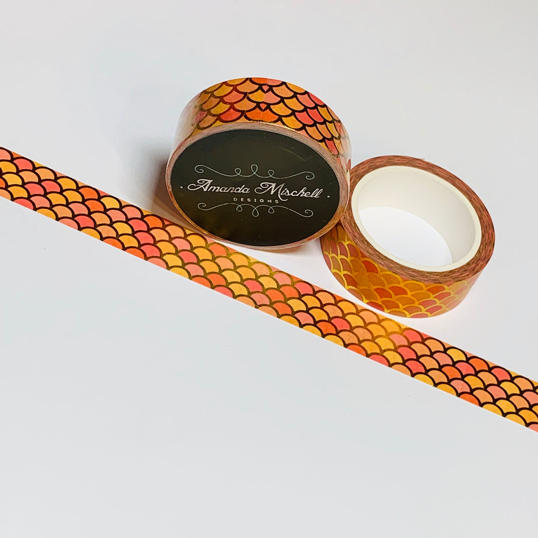 SUMMER SUNSHINE MERMAID Tail Gold Foil Washi Tape ~ 1 Roll ~ 15mm x 10m (33 Feet)