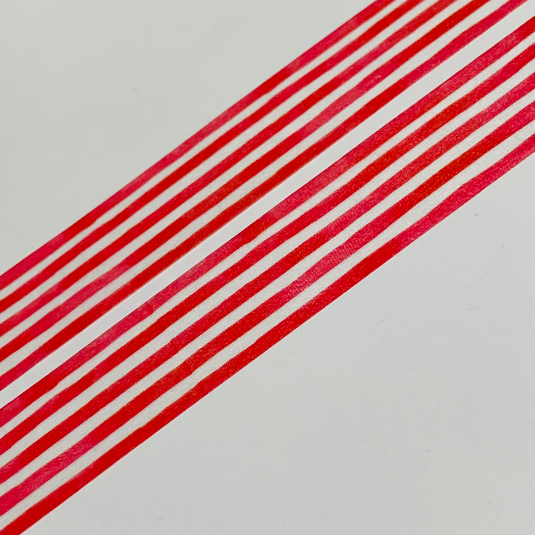 CANDY CANE STRIPE Red & White Saien Masking Washi Tape ~ 1 Roll ~ 15mm x 10m (33 Feet)