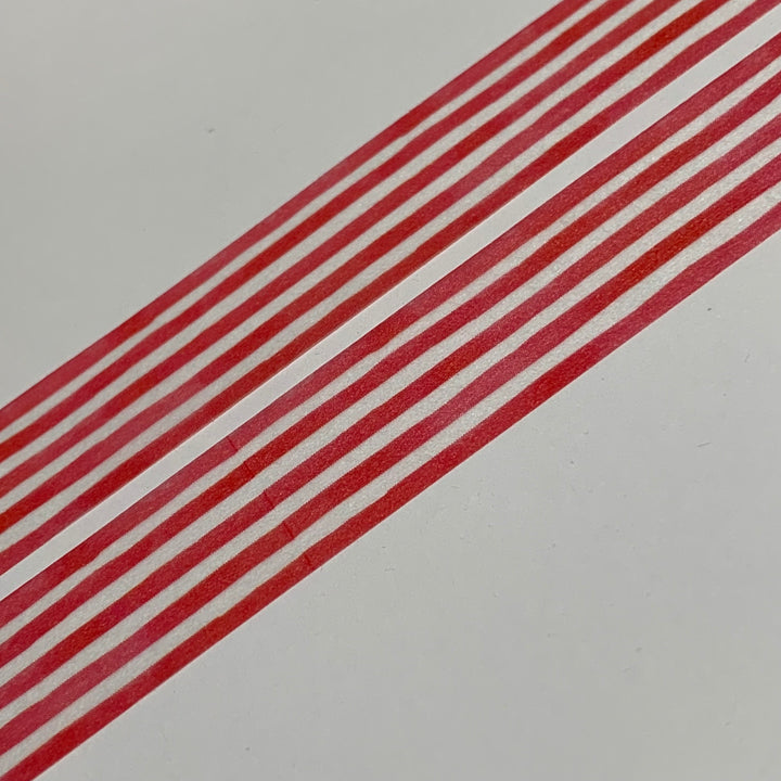 CANDY CANE STRIPE Red & White Saien Masking Washi Tape ~ 1 Roll ~ 15mm x 10m (33 Feet)