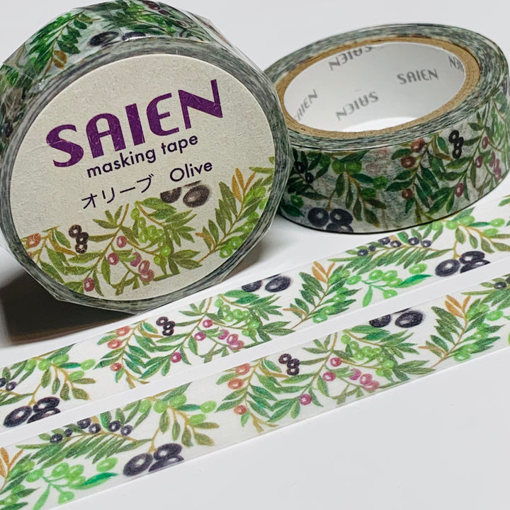 BLACK OLIVE BRANCHES Tree Saien Masking Washi Tape ~ 1 Roll ~ 15mm x 10m (33 Feet)