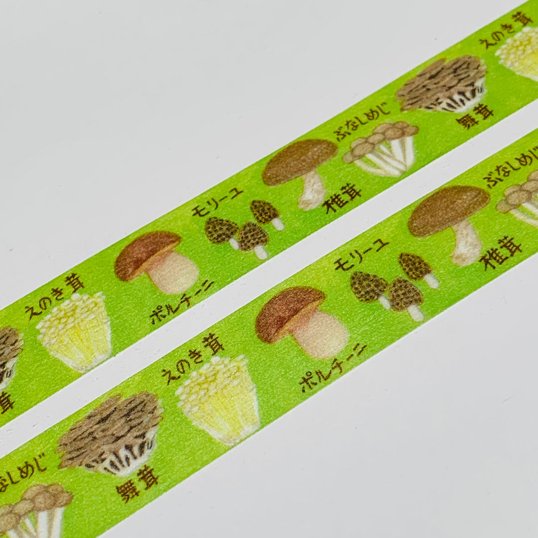 MUSHROOM & TOADSTOOLS VARIETALS Saien Masking Washi Tape ~ 1 Roll ~ 15mm x 10m (33 Feet)