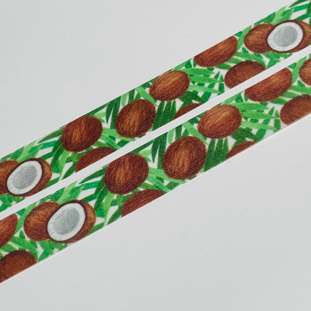 TROPICAL COCONUT TREE Saien Washi Tape ~ 1 Roll ~ 15mm x 10m (33 Feet)