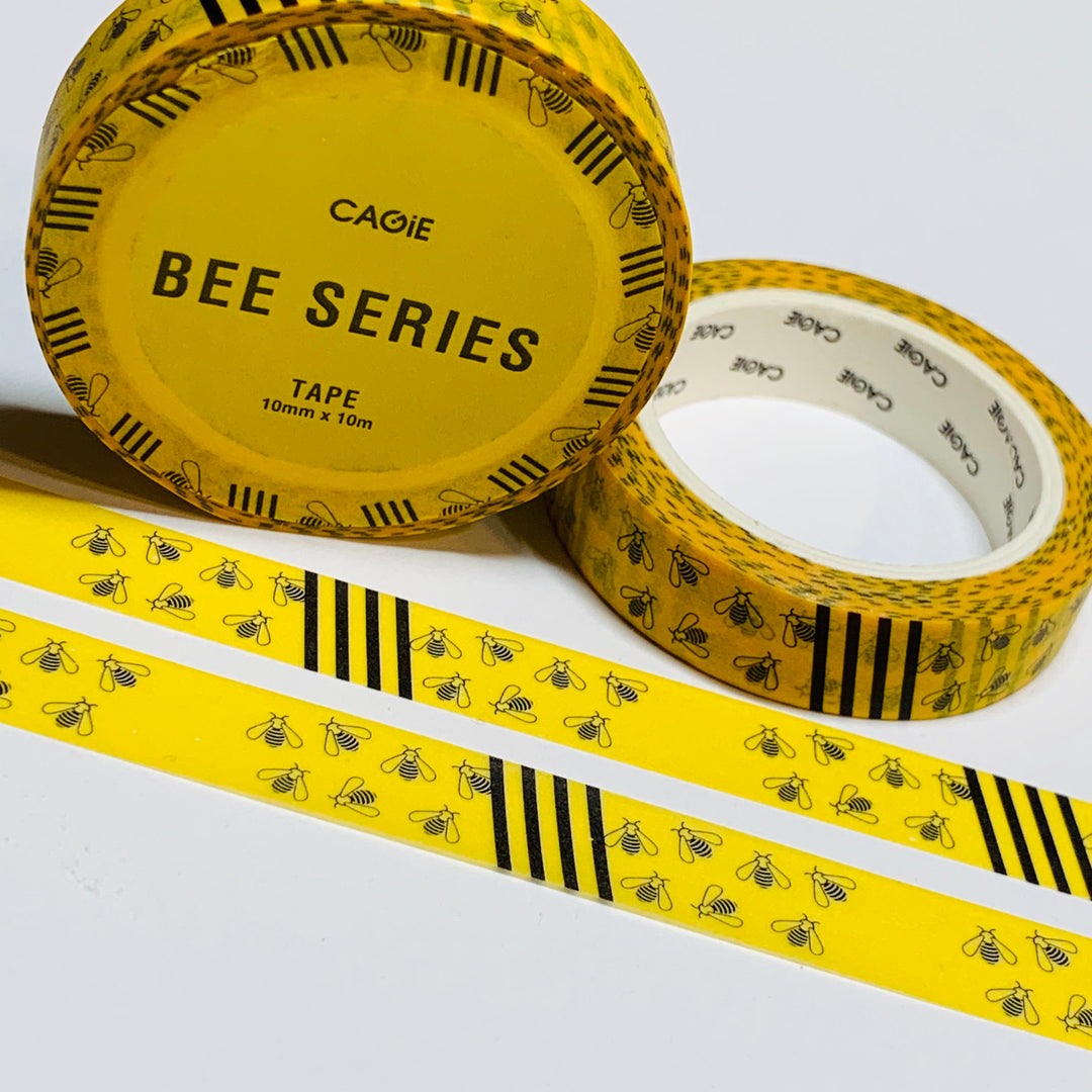 BLACK & YELLOW BEE Swarm Bees Series Washi Tape ~ 1 Roll ~ 10mm x 10m (33 Feet)