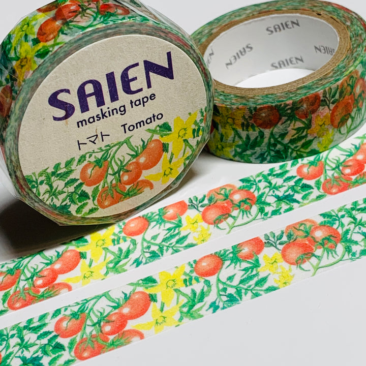 LUSCIOUS TOMATOES On The VINE Saien Masking Washi Tape ~ 1 Roll ~ 15mm x 10m (33 Feet)