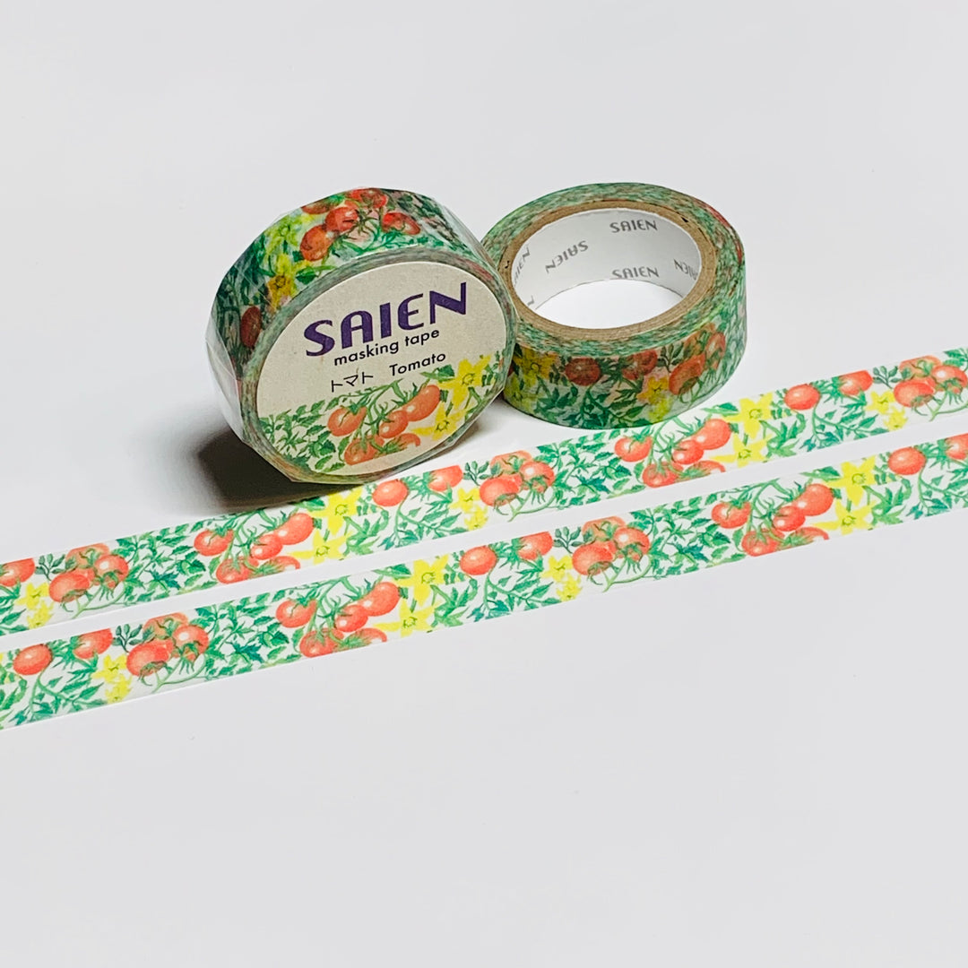 LUSCIOUS TOMATOES On The VINE Saien Masking Washi Tape ~ 1 Roll ~ 15mm x 10m (33 Feet)