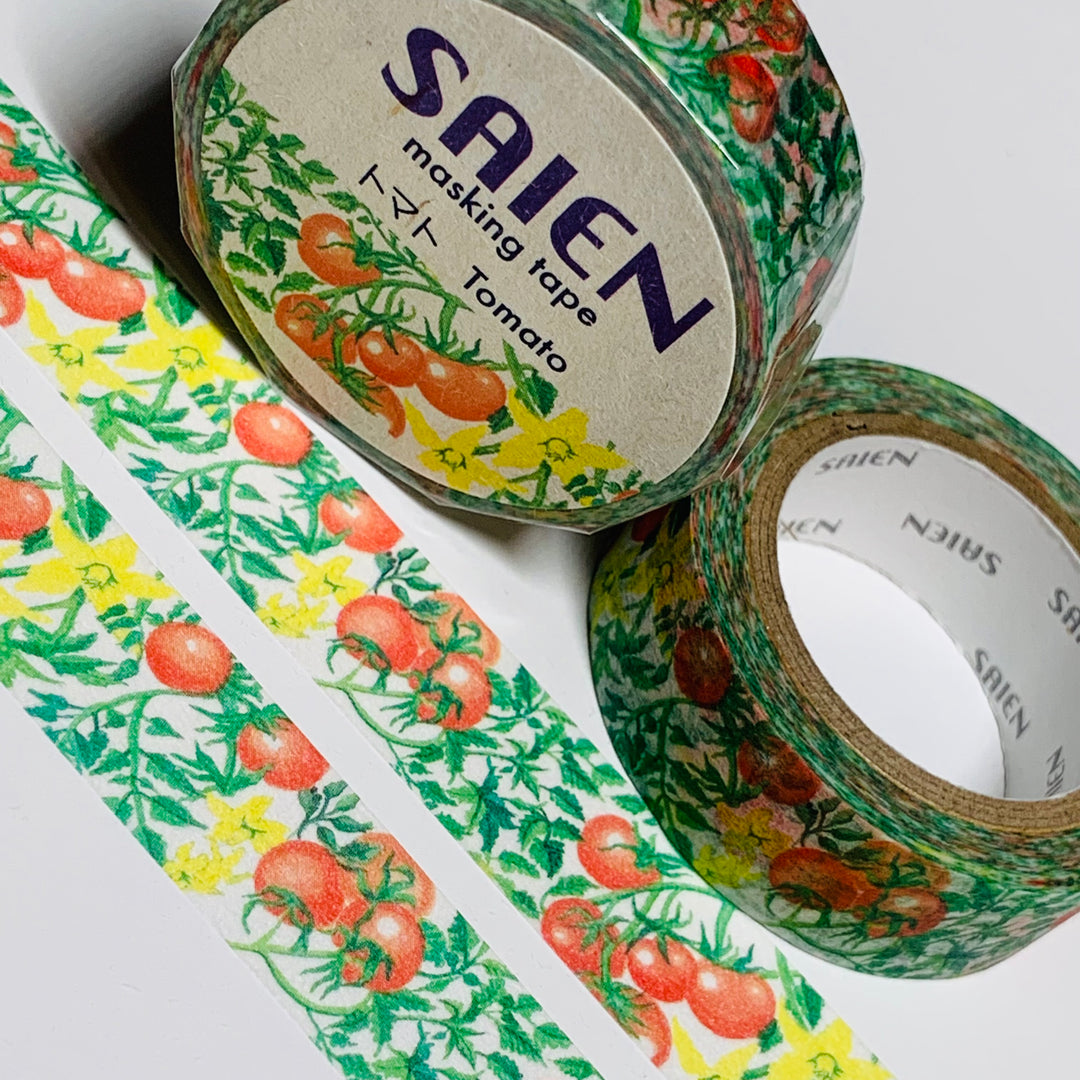 LUSCIOUS TOMATOES On The VINE Saien Masking Washi Tape ~ 1 Roll ~ 15mm x 10m (33 Feet)