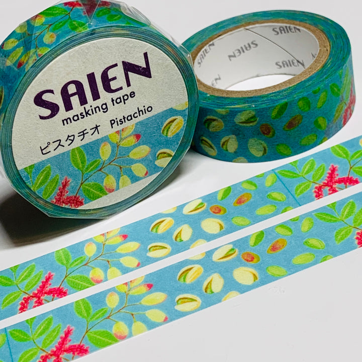 PISTACHIO NUTS TREE Saien Washi Tape ~ 1 Roll ~ 15mm x 10m (33 Feet)