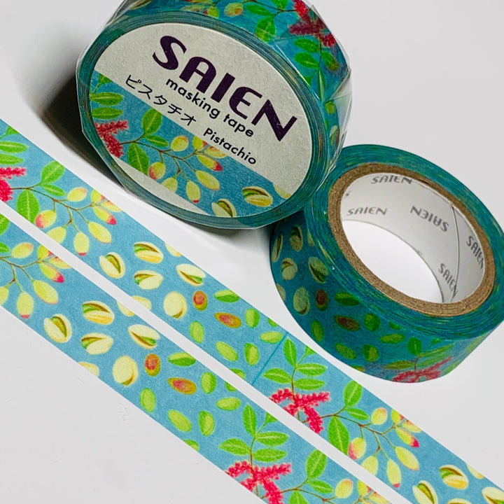 PISTACHIO NUTS TREE Saien Washi Tape ~ 1 Roll ~ 15mm x 10m (33 Feet)