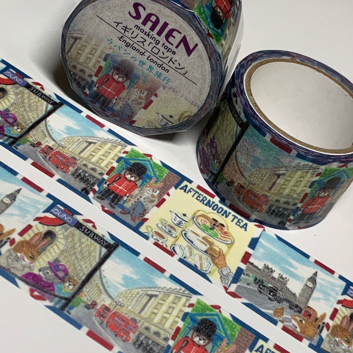 LONDON ENGLAND TRAVEL EXPERIENCE Saien Masking Washi Tape - 1 Roll - 25mm x 5m (16 Feet)