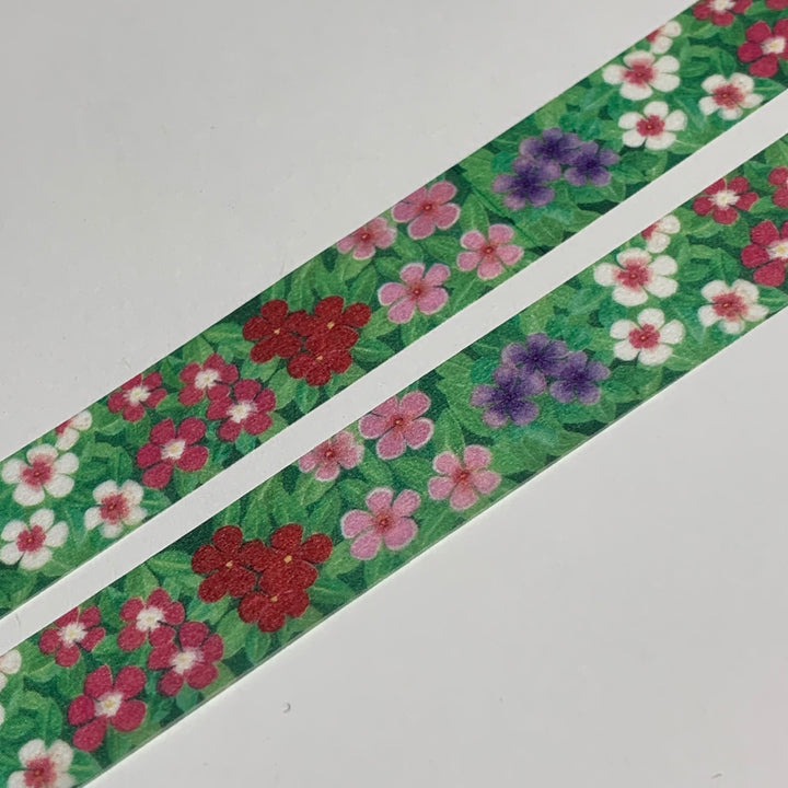 MADAGASCAR PERIWINKLE BRIGHT EYES Floral Saien Masking Washi Tape ~ 1 Roll ~ 15mm x 10m (33 Feet)